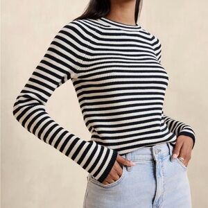 Banana Republic Factory Navy and White Striped Sweater